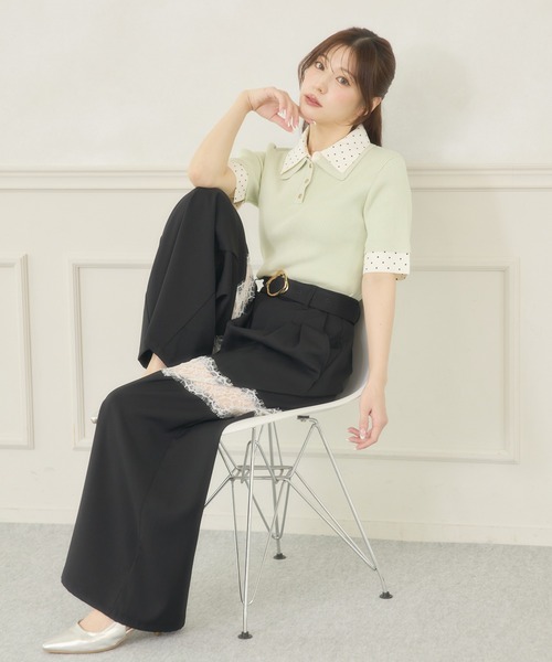 # DERES デレス　アイボリー ワイドパンツ　カジュアルパンツ Ambre Neige（アンブルネージュ） ワイドパンツ スラックス パンツ
