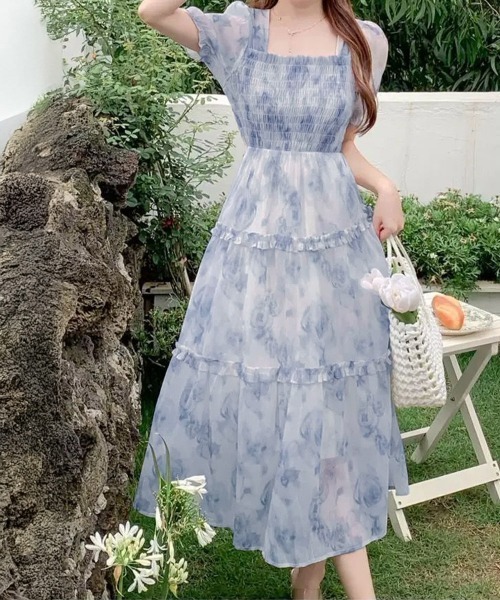 「Miniministore」 半袖ワンピース L ブルー レディース_画像9