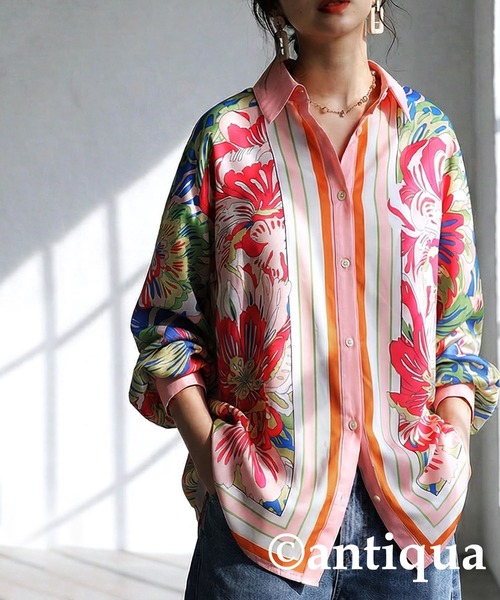 「antiqua」 長袖シャツ ONESIZE ピンク レディース_画像4