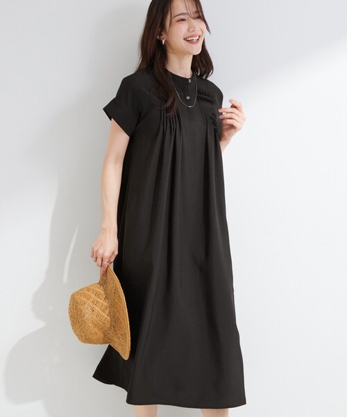 LEONARD FASHION ワンピース 半袖 ブラックLLサイズ SHOO・LA・RUE（シューラルー） ワンピース 半袖 「S-LL/洗濯機可