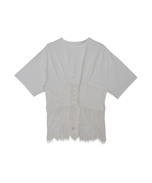 Ameri（アメリ） tシャツ 半袖 CORSET LIKE LACE DOCKING TEE