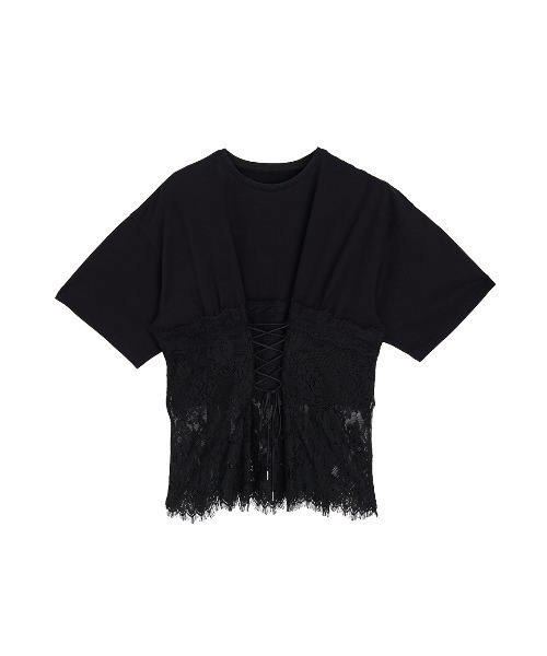 Ameri（アメリ） tシャツ 半袖 CORSET LIKE LACE DOCKING TEE