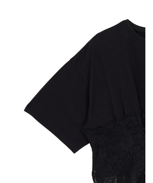 Ameri（アメリ） tシャツ 半袖 CORSET LIKE LACE DOCKING TEE