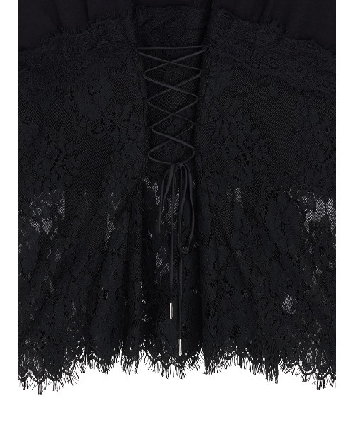 Ameri（アメリ） tシャツ 半袖 CORSET LIKE LACE DOCKING TEE