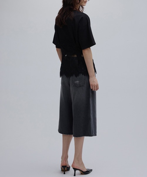 Ameri（アメリ） tシャツ 半袖 CORSET LIKE LACE DOCKING TEE