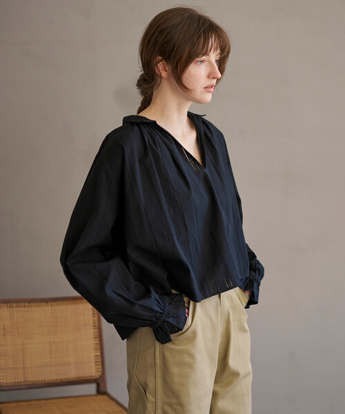 Bshop ブラウス シャツ INDIA INDUSTRY | コットン 長袖スキッパー