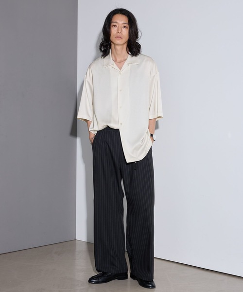 RAGEBLUE（レイジブルー） シャツ 半袖 BACK CHAIN SATIN OPEN COLLAR