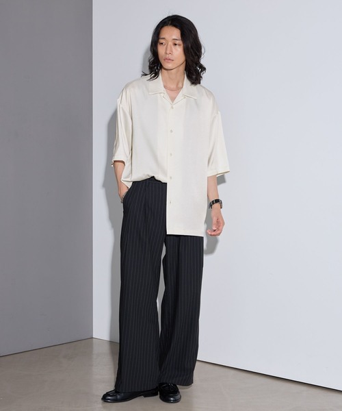 RAGEBLUE（レイジブルー） シャツ 半袖 BACK CHAIN SATIN OPEN COLLAR