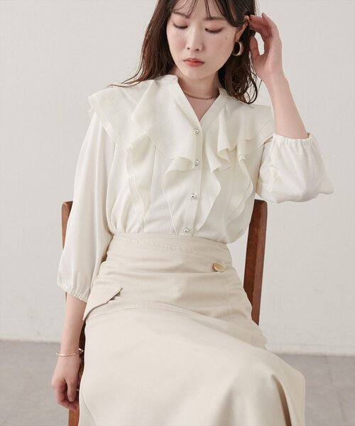 natural couture ブラウス シャツ ラッフルフリルブラウス レディース