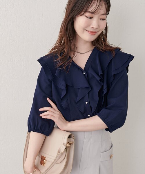 natural couture ブラウス シャツ ラッフルフリルブラウス レディース