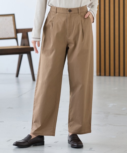 homspun ゆったり　日本製　チノパン Honeys（ハニーズ） ワイドパンツ チノパン ゆったりチノパンツ（股下