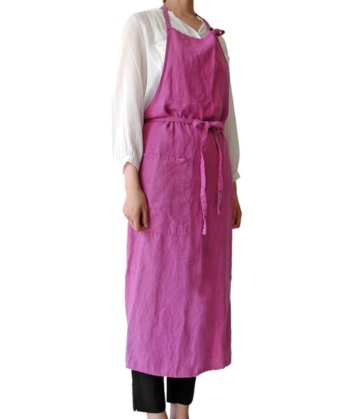 リトアニア製Linneリネン/麻キッチンエプロン GY