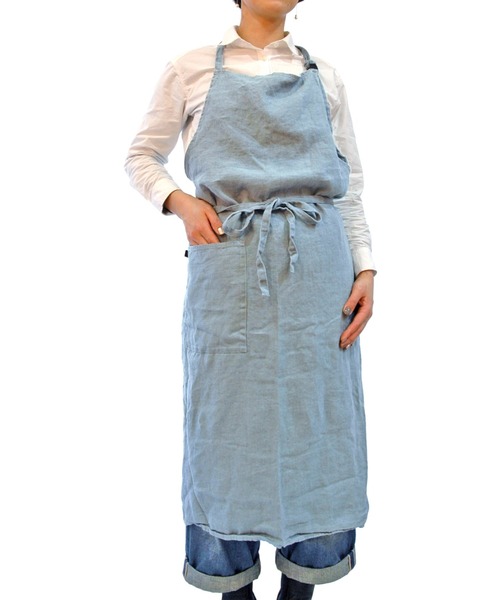 リトアニア製Linneリネン/麻キッチンエプロン GY