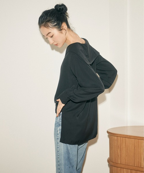 【美品】ゾーイ/ZOE セーラーカラー シャツ　長袖ブラウス　ポリエステル　黒 セーラーカラーブラウス レディース トップス シャツ レース襟 長袖