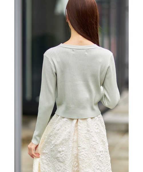 tocco closet カーディガン フラワービジュー付きショート丈