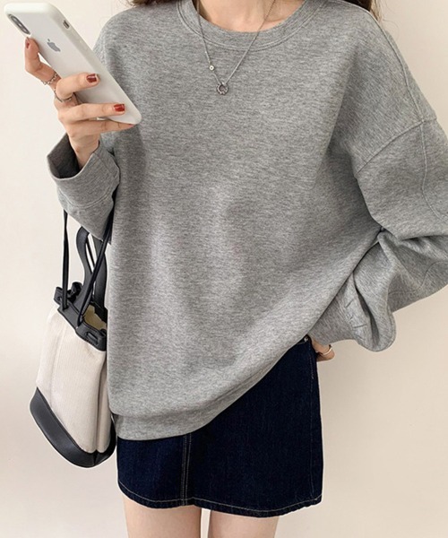 グレー ドロップショルダー トレーナー トレーナー スウェット ドロップショルダーゆるスウェット レディース