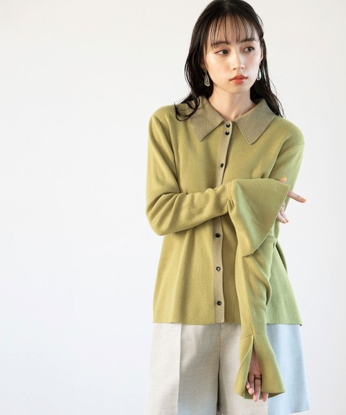 GeeRA（ジーラ） カーディガン ポロ衿配色ニットカーディガン