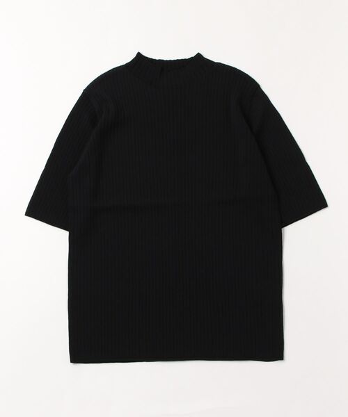 ニット セーター 「洗える涼感サマーニット」リブ編みメロウハイネック・5分袖 レディース