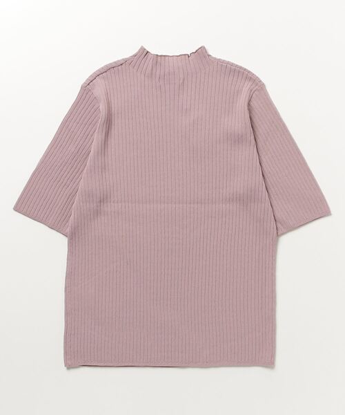 ニット セーター 「洗える涼感サマーニット」リブ編みメロウハイネック・5分袖 レディース