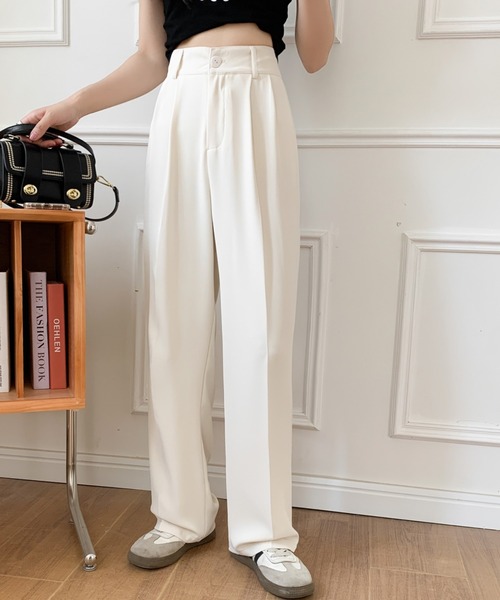 【日本未入荷】3色 ツータック ハイウエスト スラックス Futier Land スラックス パンツ 「4サイズ展開」ハイウエスト
