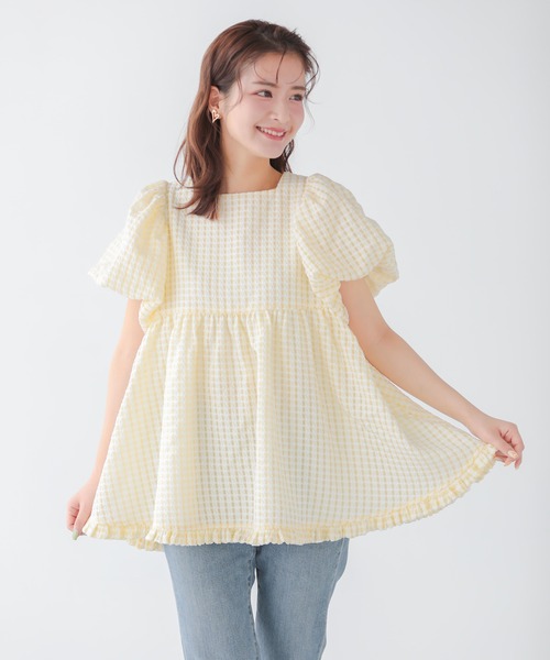 SNIDEL - 【新品未使用】 fit more / スクエアネックチェックトップス Fit more（フィットモア） tシャツ スクエアネックチェックトップス