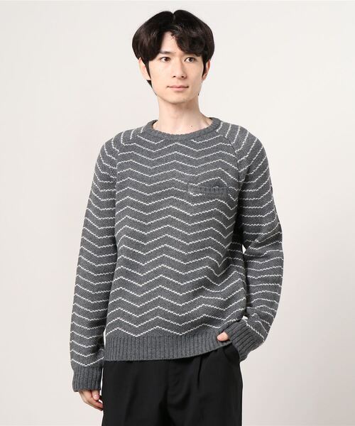 Saturdays NYC セーター ニット Keith Zig Zag Knit Jacquard Sweater 