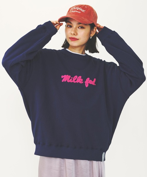 新品タグ付き　MILKFED.　アイシングロゴ　スウェット　レディース　L 新品タグ付きMILKFED.アイシングロゴスウェットレディースL