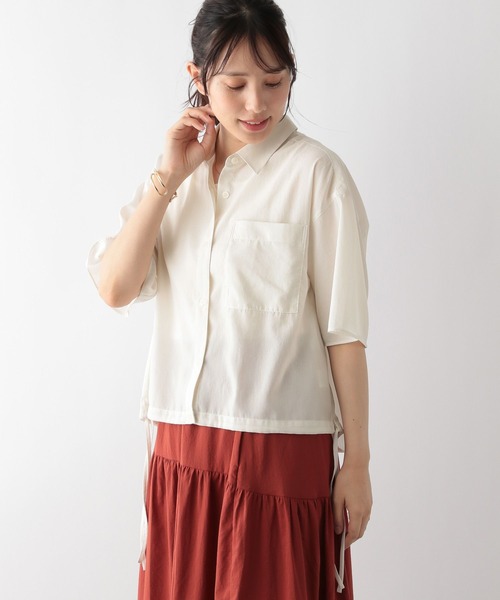 ブラウス シャツ ウエストドロスト半袖シャツ レディース Heather ブラウス シャツ 2WAYドロストブラウス（半袖） 497298