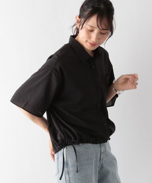 GLOBAL WORK ブラウス シャツ 「MATINEE LINE」シアー裾ドロスト