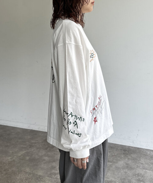 CPCM tシャツ 落書き刺繍ロンT レディース メンズ : ZOZOTOWN