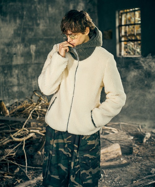 glamb コート ジャケット Big Hood Boa Jacket / ビッグフード