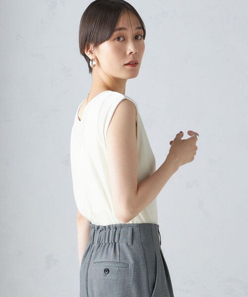 SHIPS - ships ノースリーブブラウス SHIPS タンクトップ ノースリーブ 「手洗い可能」前後 2WAY