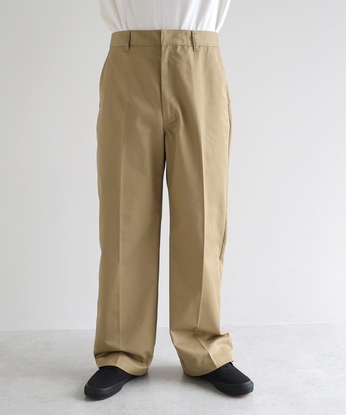 ANME チノパン TCツイルセンタープレスストレートワイドパンツ