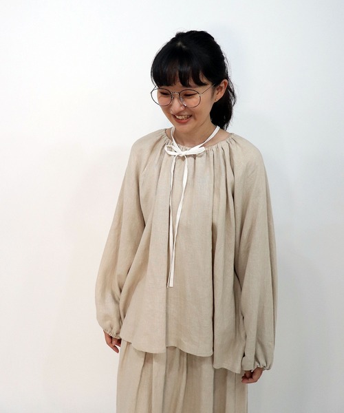 ハウピア　ブラウスシルクとコットンのブラウス haupia ブラウス シャツ always natural「ブラウス」 レディース