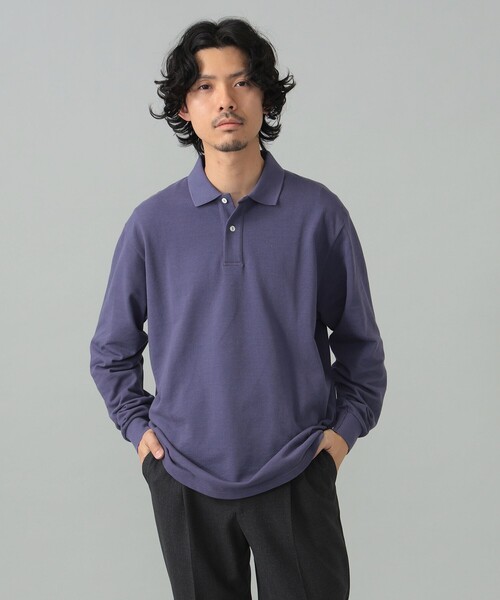 BEAMS F ELACIO カノコ ポロシャツ　エラシオ　ビームスF パープル BEAMS F ポロシャツ ELACIO / カノコ ロングスリーブ メンズ