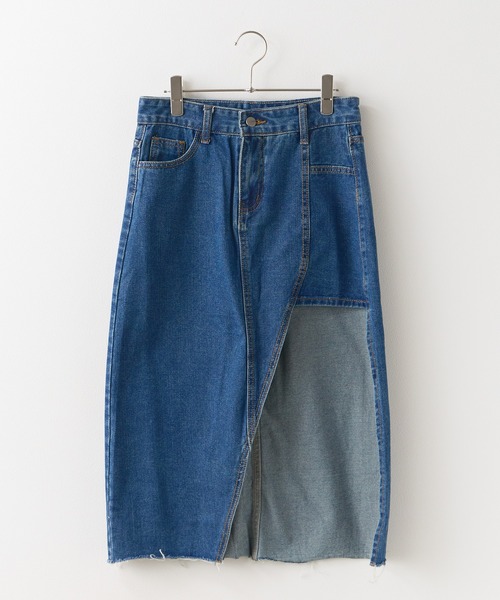 変形デニムスカート ROOP TOKYO デニムスカート Unbalance Long Denim Skirt