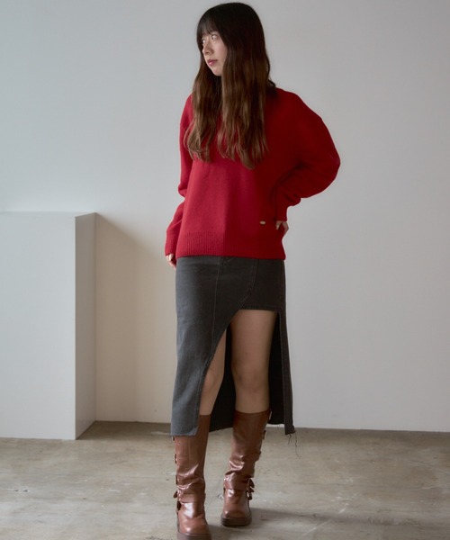 変形デニムスカート ROOP TOKYO デニムスカート Unbalance Long Denim Skirt