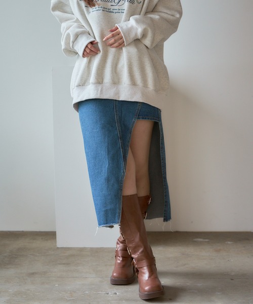 変形デニムスカート ROOP TOKYO デニムスカート Unbalance Long Denim Skirt