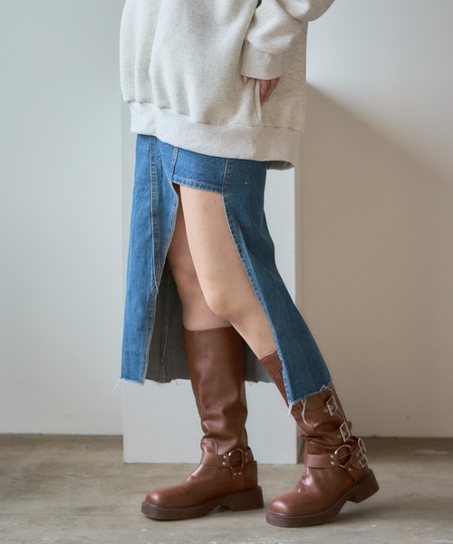変形デニムスカート ROOP TOKYO デニムスカート Unbalance Long Denim Skirt