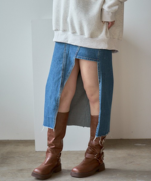 ROOP TOKYO デニムスカート Unbalance Long Denim Skirt
