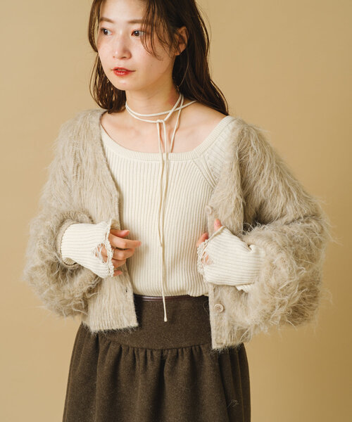 Kastane（カスタネ） カーディガン シャギークロップドカーディガン