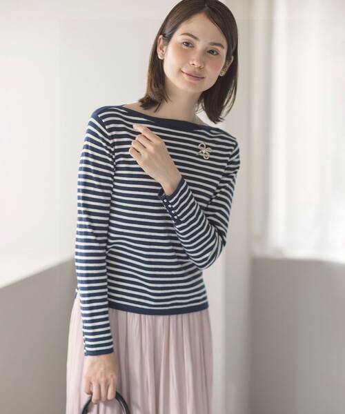 ニット セーター シルク混ニットロングＴシャツ レディース 組曲 ニット セーター シルク混ニットロングTシャツ レディース
