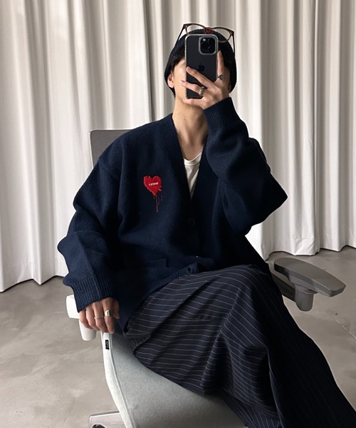 ONCILY（オンシェリー） カーディガン MELTY HEART LOGO KNIT CARDIGAN 
