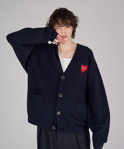ONCILY（オンシェリー） カーディガン MELTY HEART LOGO KNIT CARDIGAN