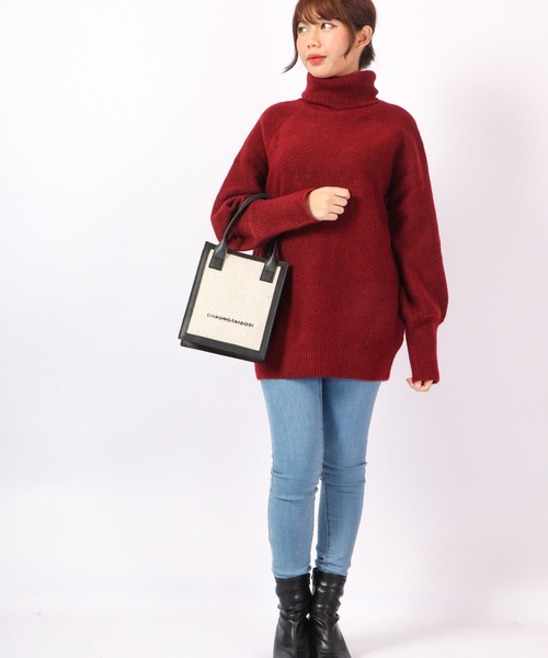 「FUNALIVE」 「Anna Nicola」タートルネックニット 38 ネイビー レディース_画像3