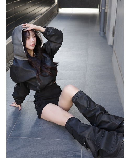 Darich スウェットフーディーレザージャケット BLK スウェットフーディーレザージャケット – Darich (ダーリッチ)