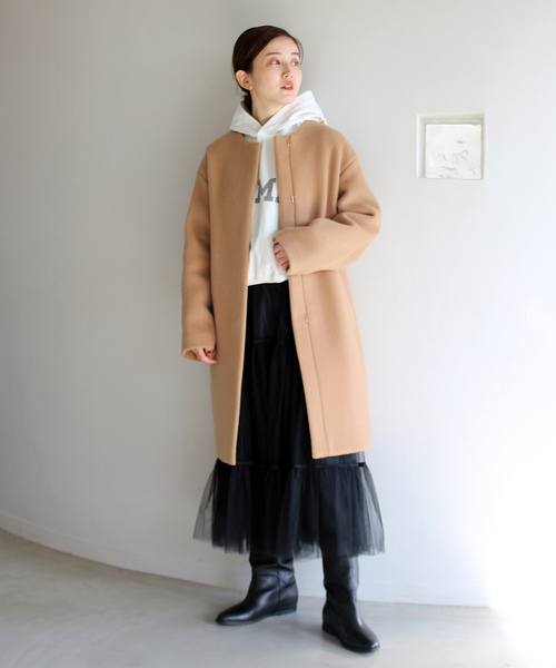 IENA（イエナ） ノーカラーコート 38 グレー レディース : ZOZOTOWN