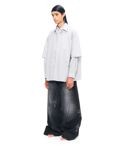 Yuki様 ジーンズ YUKI HASHIMOTO BAGGY TWISTED JEANSWITH CROSS RIVET