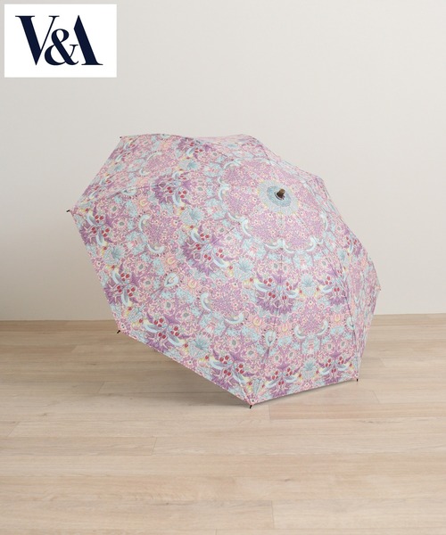 V&A  折りたたみ傘 V&A モリス いちご泥棒 ジャカード生地晴雨兼用傘 折りたたみ傘