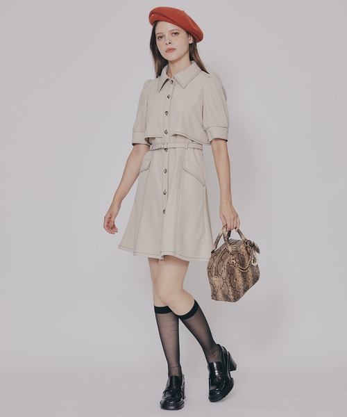 Randy バイカラーステッチミニワンピース RANDY | 25 | SS | COLLECTION | . バイカラーステッチミニ